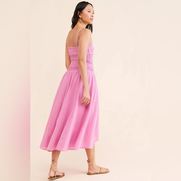Free People Sparkling Drop-Waist Moment Midi Dress Pink M - Picture 9 of 10